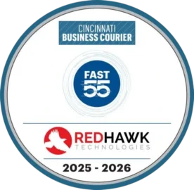 Cincinnati Business Courier Fast 55 award badge for Red Hawk Technologies